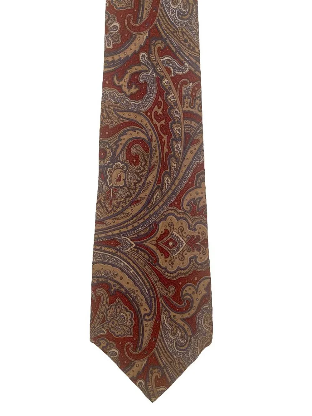 Christian Dior Classic Paisley Men's Tie in Red, Blue, and Gold Business Preppy